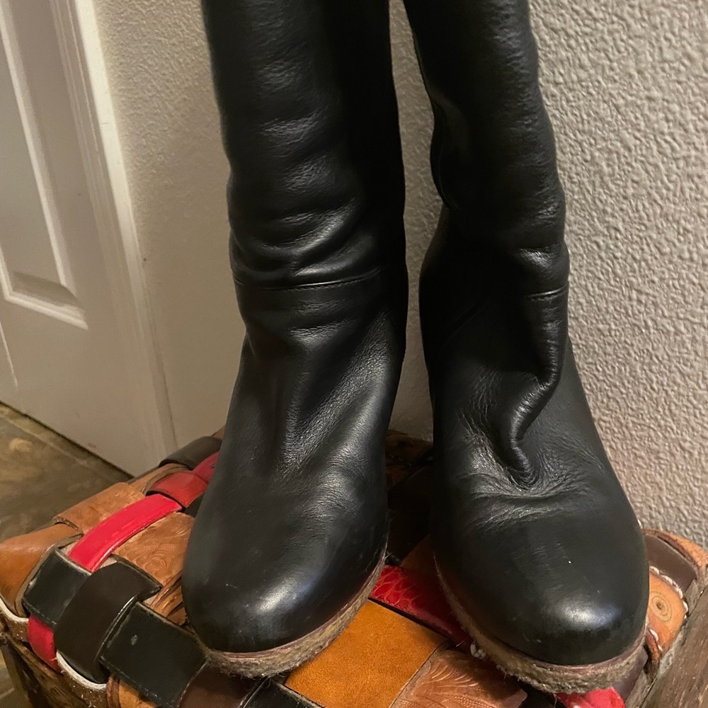 UGG Reveena Over The Knee Black Leather Boots - Picture 6 of 11
